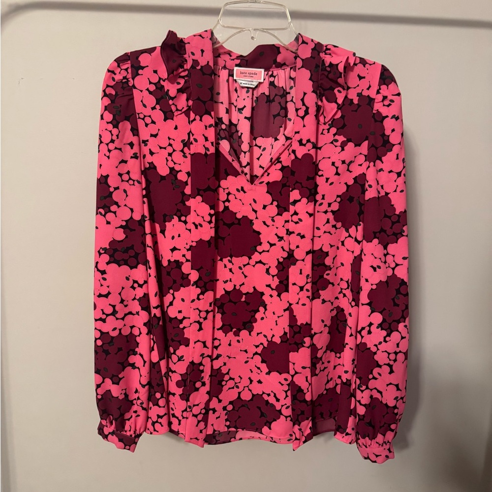 Kate Spade Floral Pink and Burgundy Blouse